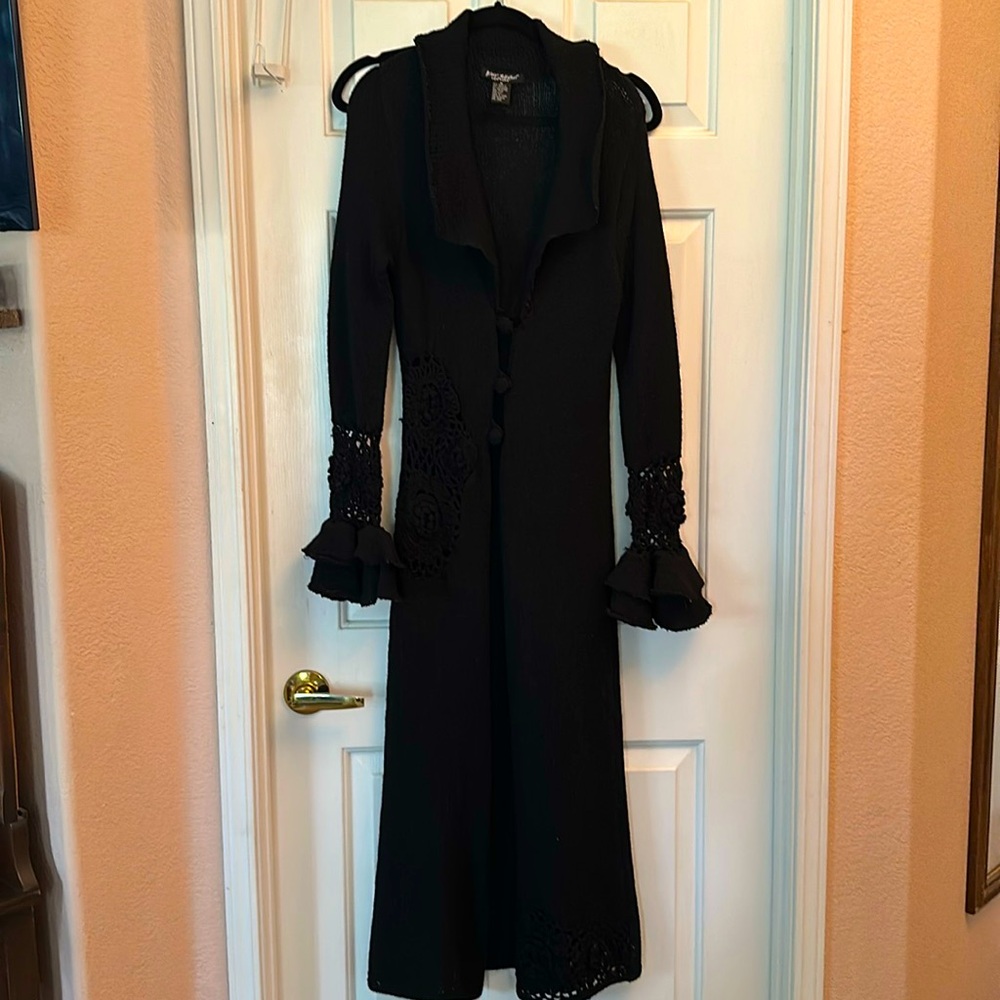 Betsy Johnson Black Crotchet long Cardigan